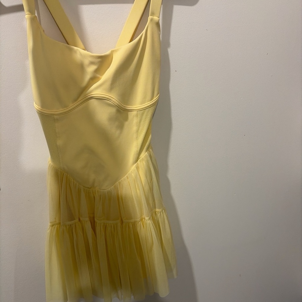 Sunny Yellow Tulle Tiered Mini Dress